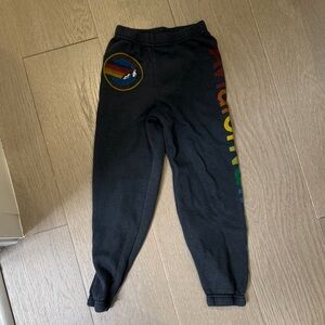 Aviator Nation Black Joggers with Rainbow Logo